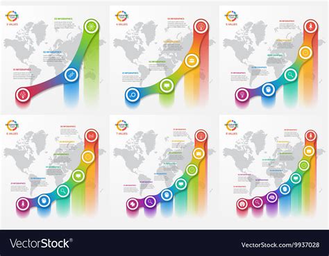 Set of line graph infographic templates Royalty Free Vector