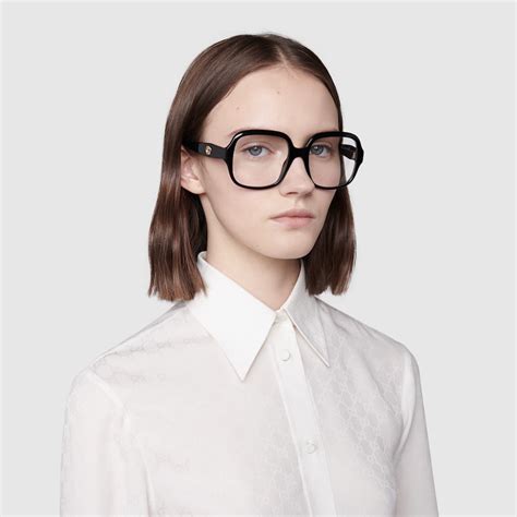 Square optical frame in black acetate | GUCCI® US