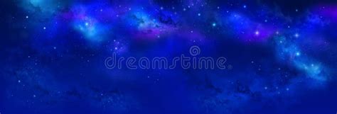 Nebula and Stars in Night Sky Banner - Space Background Stock Photo ...