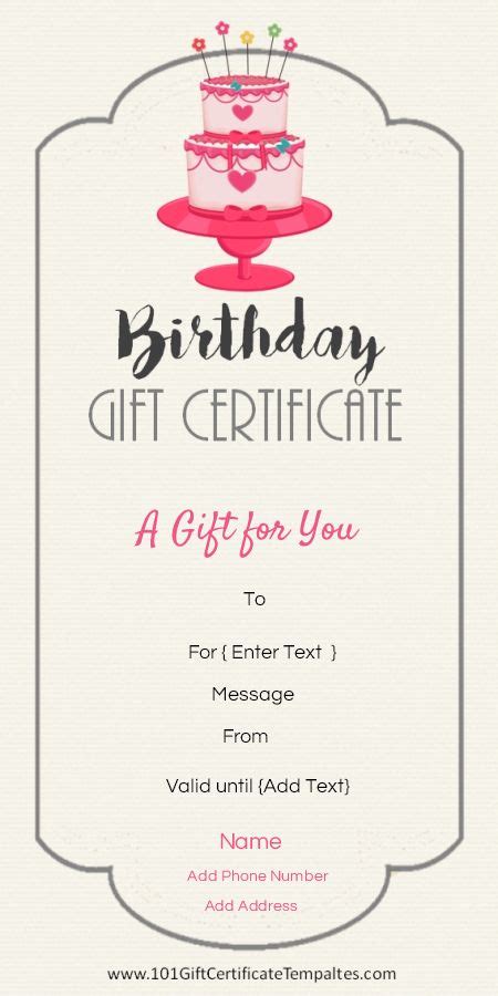 Birthday Gift Certificate Templates - 101 Gift Certificate Templates ...