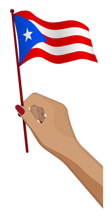 Female hand gently holds small flag of Puerto Rico. Holiday design ...