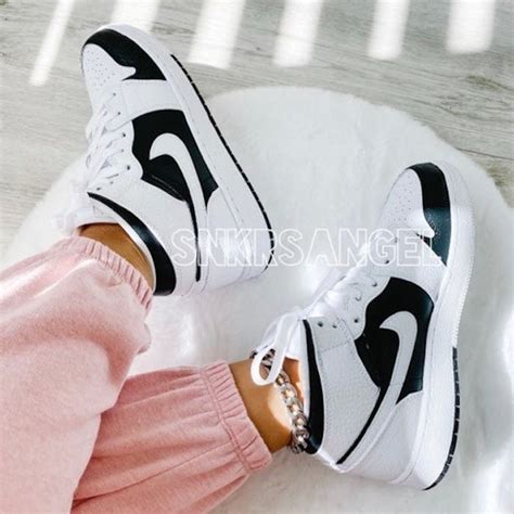 Nike Nike 🐼 custom air jordan 1 mid sneakers | Grailed