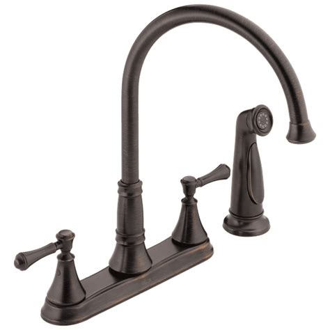 Delta Cassidy Two Handle Kitchen Faucet with Spray, Venetian Bronze ...