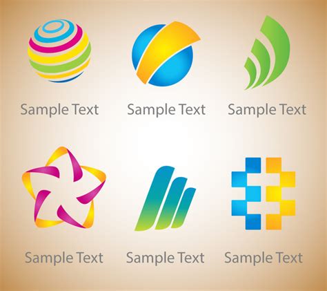 Logo sets design with bright colors Vectors images graphic art designs ...