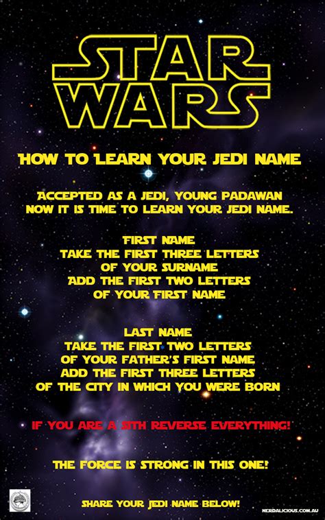 How To Discover Your Secret Jedi Name! - Nerdalicious