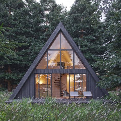 A-Frame House With Loft Plans - Download Small House Plans - Den