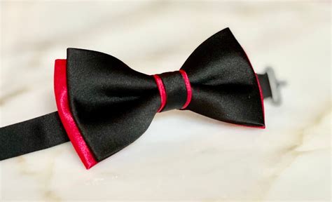 Mens Bow Tie Black and Red Bow Tie Wedding Bow Tie Satin and | Etsy