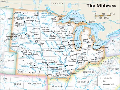 US Midwest Regional Wall Map by GeoNova - MapSales