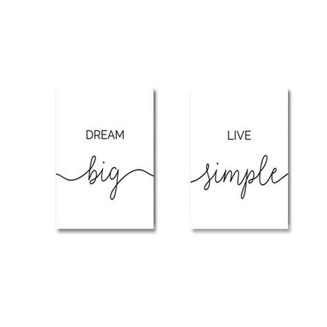 Black & White Simple Life Quotes Wall Art Minimalist Inspirational ...