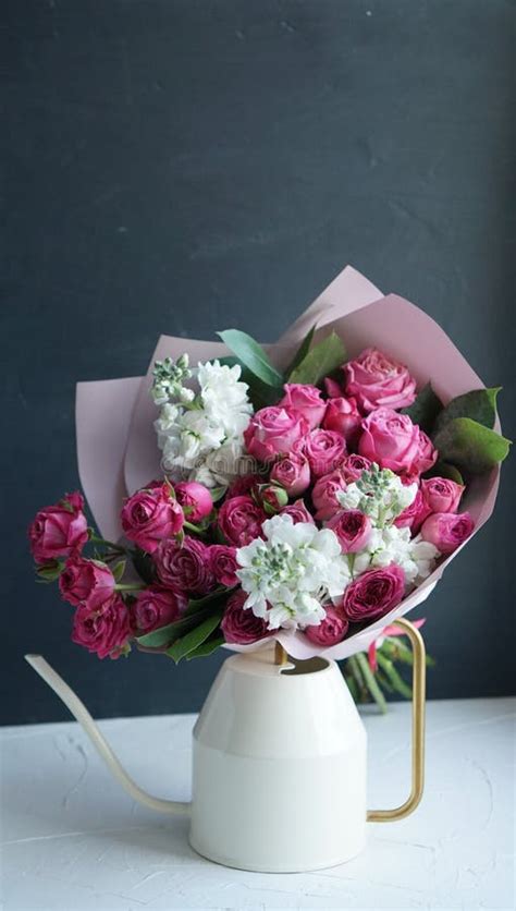 Lovers of pink bouquets stock photo. Image of flowerpot - 244883566