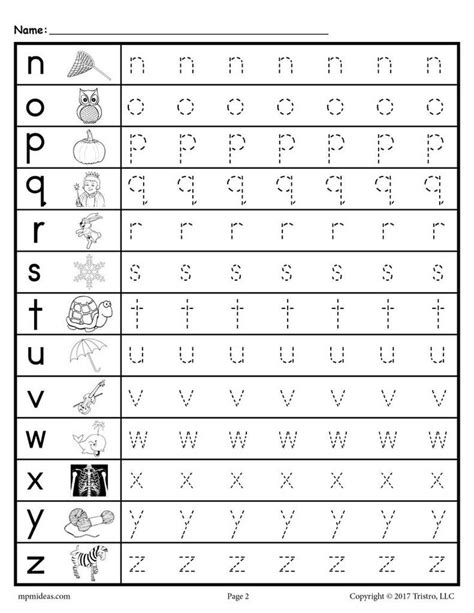 Lower Case Letter Practice Sheets