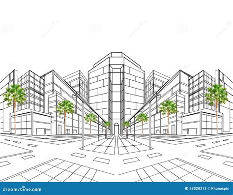 Two Point Perspective Sketching Plan Of Out Door Building Stock Photos ...