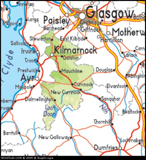 Map of Scotland, East Ayrshire, UK Map, UK Atlas