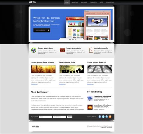 Wordpress business website PSD template - Graphicsfuel