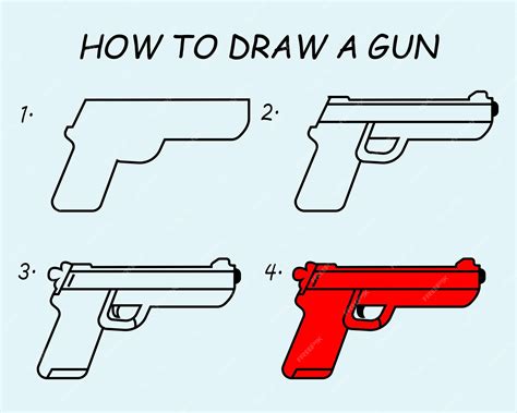 Premium Vector | Step by step to draw a gun. drawing tutorial a gun ...