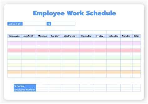 Weekly working schedule excel template - herbalisse