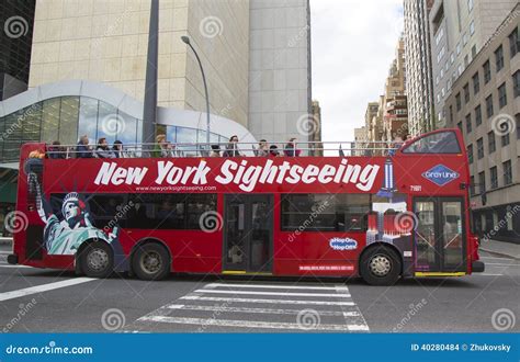 New York Sightseeing Hop on Hop Off Bus in Manhattan Editorial Stock ...