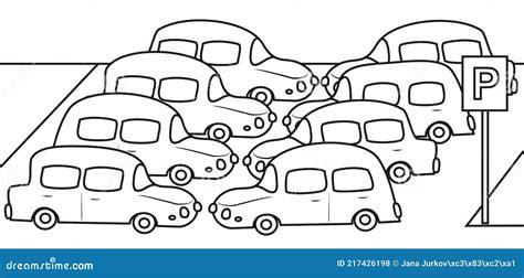 Parking Lot, Coloring Book, Vector Illustration Stock Vector ...