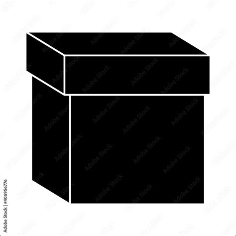 Cardboard box silhouette icon. Closed black packing parcel symbol ...