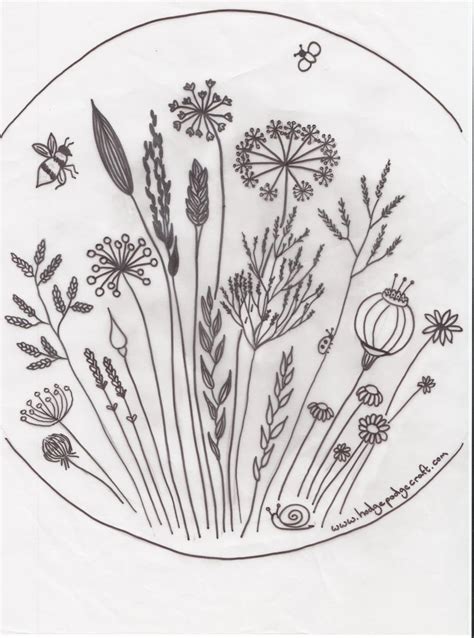 Free floral meadow embroidery pattern