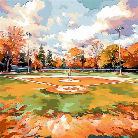 Baseball Field Clipart in Impressionistic Art Style Artwork: 4K Vector ...