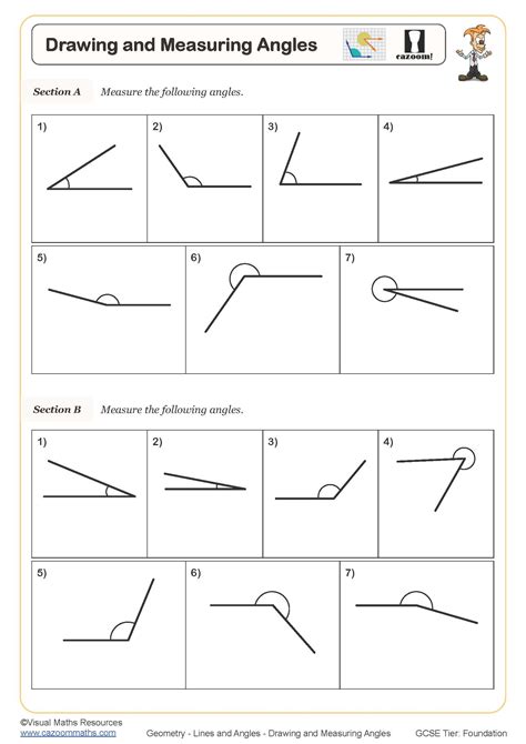 Estimating and Measuring Angles (B) Worksheet for 3rd - 5th Grade ...