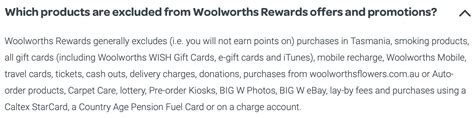 Do you earn Woolworths Rewards points on gift card purchases at ...