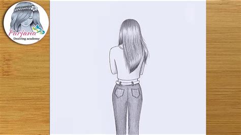 Easy Pencil Sketch - A girl wearing Jeans Top || Step by step drawing ...