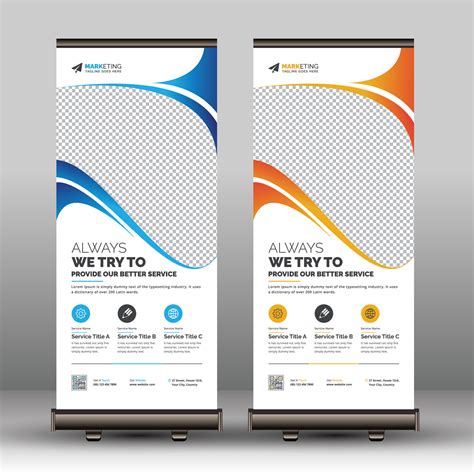 Modern Red, Blue, and Yellow Business Roll Up Banner Signage Template ...