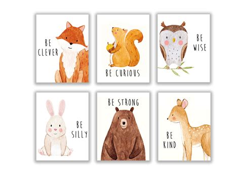 Buy Set of 6 Baby Animal Nursery Wall Art Prints - Cute & Inspirational ...