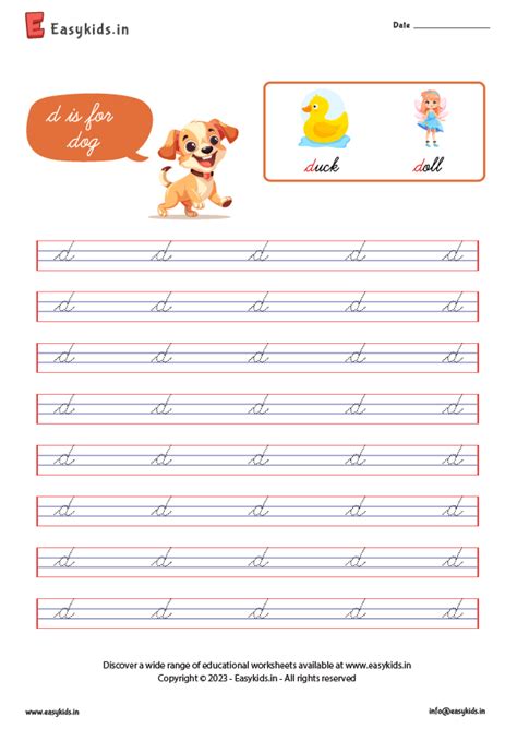 Cursive Letter D Worksheets for Kids Online - Worksheets Library