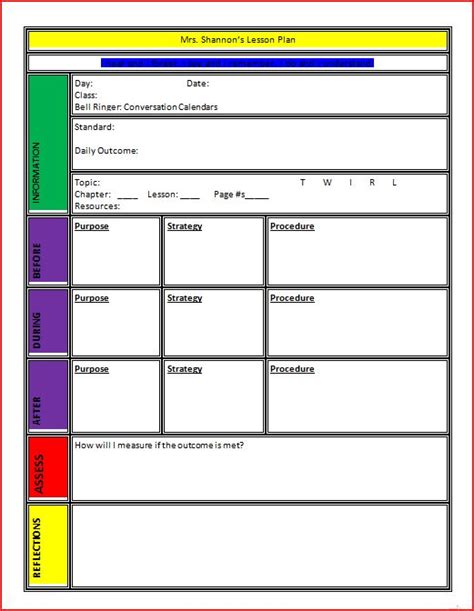 Using Lesson Plan Template Word For A Perfect Classroom Experience ...