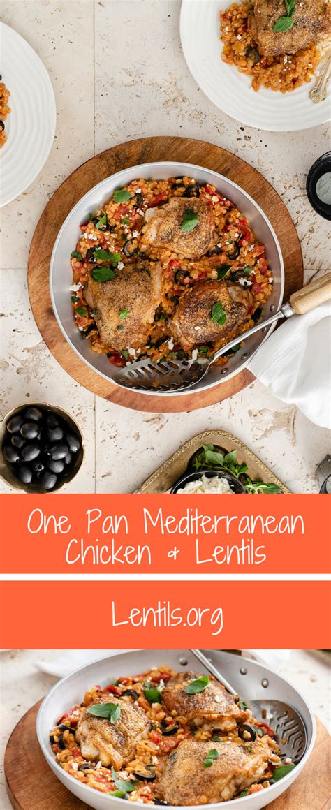 One Pan Mediterranean Chicken & Lentils Skillet Meal