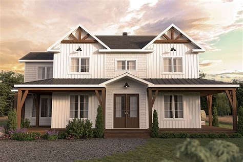 New American Country House Plan with Wraparound Porch - 22653DR ...