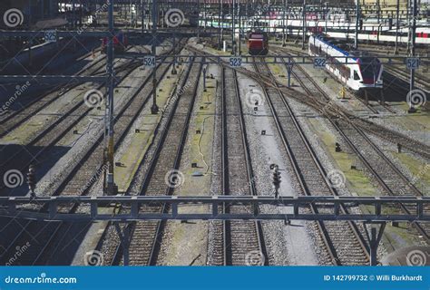 Parallel Railway Tracks Leading To the Station Stock Photo - Image of ...