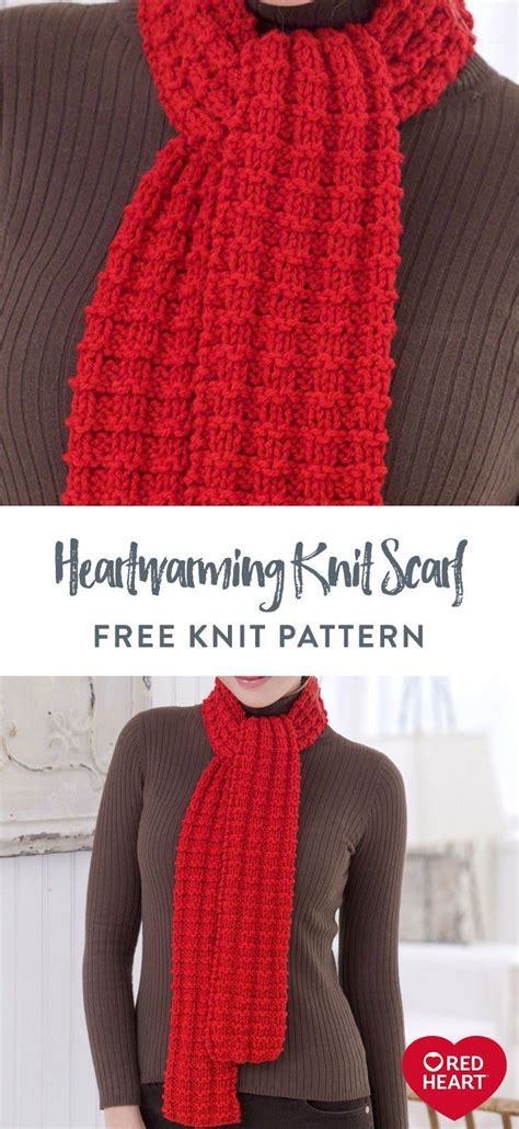 Free Beginner Red Heart Heartwarming Scarf Knitting Pattern | Scarf ...