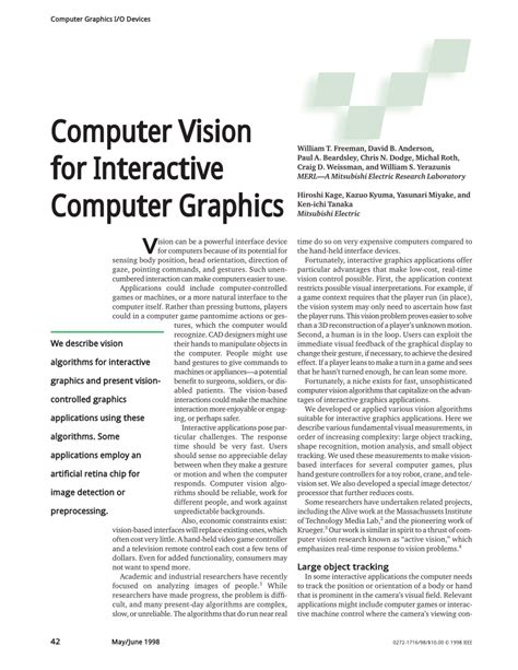 (PDF) Computer Vision for Interactive Computer Graphics.