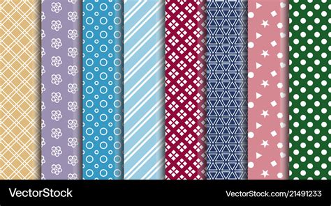 Colorful fabric pattern design set for textile Vector Image