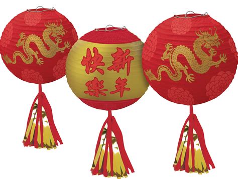 Lunar New Year Deluxe Paper Lanterns, 3-pk | Party City