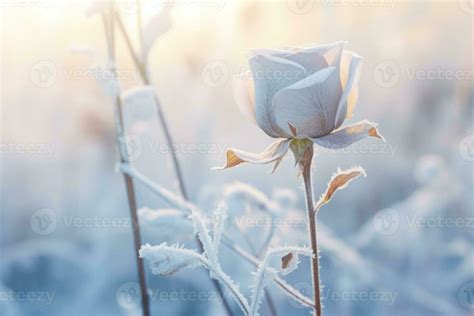 Frozen icy flowers in winter. Winter scene. Generative AI 32489561 ...