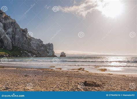 Morro Bay Beach. Beautiful Seascape, Morro Rock, and Cloudy Sky ...