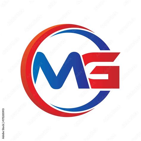 mg logo vector modern initial swoosh circle blue and red Stock Vector ...