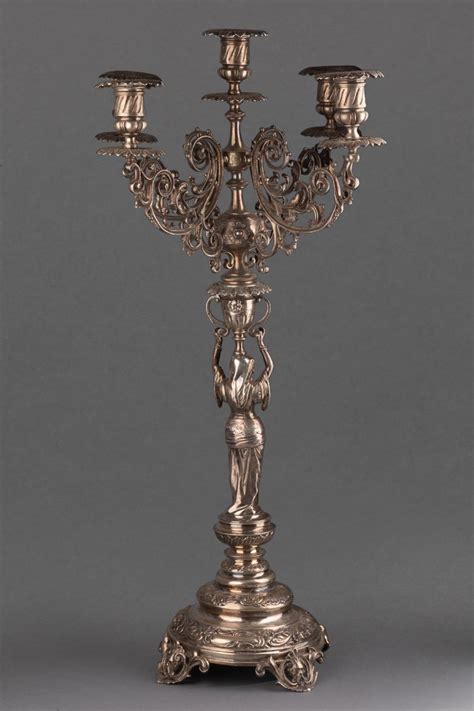 Large Solid Silver Candlestick, 19th Century