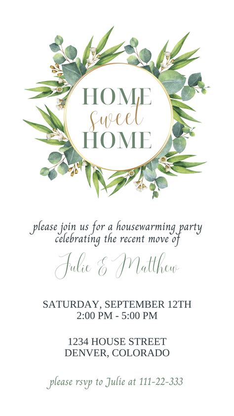 Greenery Housewarming Party Invitation, Floral Housewarming Invite