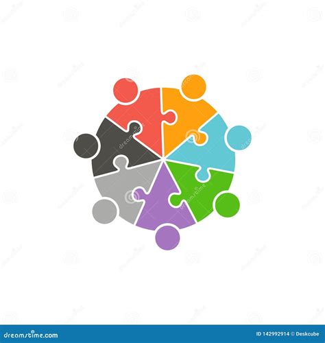 Teamwork People Circle in Puzzle Pieces Logo Stock Vector ...