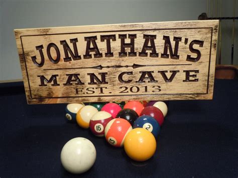 Rustic Distressed Man Cave Sign Personalized Wooden Carved