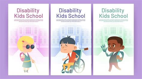 Disability kids school cartoon posters, education 16263828 Vector Art ...