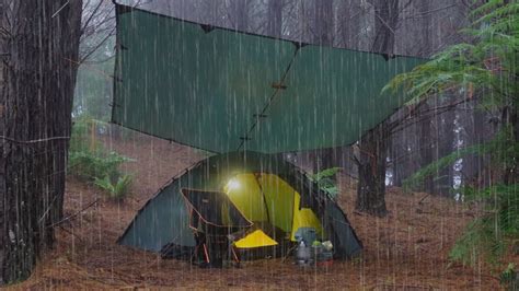 CAMPING in HEAVY RAIN with TENT and TARP - YouTube