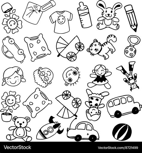 Toy doodle art for kids Royalty Free Vector Image