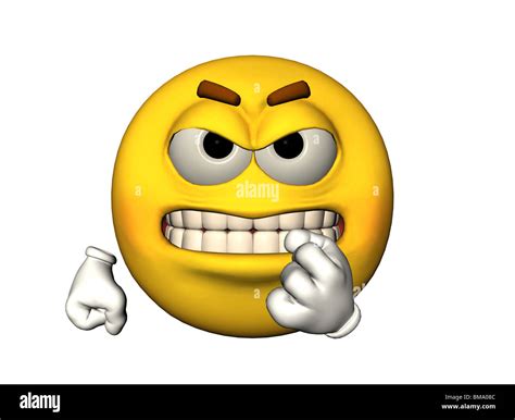 3D illustration of an angry emoticon with baring teeth Stock Photo - Alamy